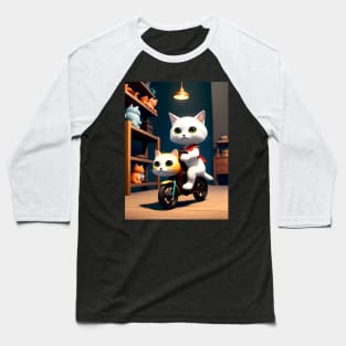 Cat on a Bicycle - Modern Digital Art Baseball T-Shirt